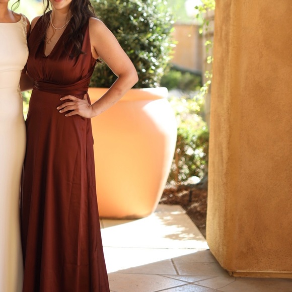 Revelry Satin Devon Convertible Bridesmaid Dress - Terracotta Rust - Picture 2 of 2